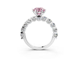 White gold Round Diamond Side Stone Engagement Ring with Six-Prong Setting_3