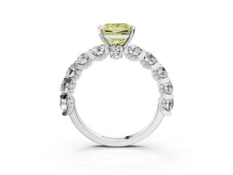 White gold Round Diamond Side Stone Engagement Ring with Six-Prong Setting_3