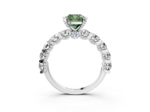 White gold Round Diamond Side Stone Engagement Ring with Six-Prong Setting_3