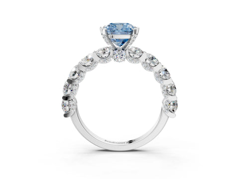 White gold Round Diamond Side Stone Engagement Ring with Six-Prong Setting_3