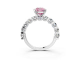 White gold Round Diamond Side Stone Engagement Ring with Six-Prong Setting_3