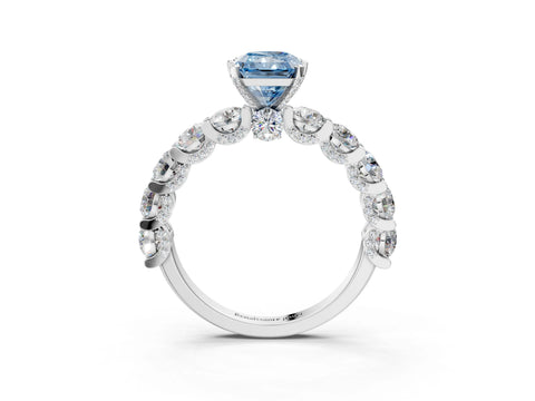 White gold Round Diamond Side Stone Engagement Ring with Six-Prong Setting_3