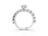 White gold Round Diamond Side Stone Engagement Ring with Six-Prong Setting_3