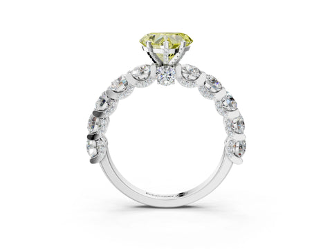 White gold Round Diamond Side Stone Engagement Ring with Six-Prong Setting_3