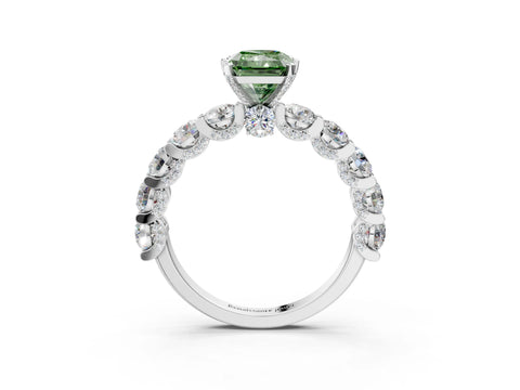 White gold Round Diamond Side Stone Engagement Ring with Six-Prong Setting_3