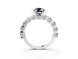 White gold Round Diamond Side Stone Engagement Ring with Six-Prong Setting_3