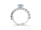 White gold Round Diamond Side Stone Engagement Ring with Six-Prong Setting_3
