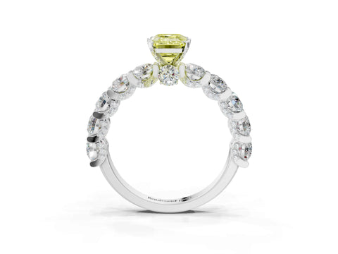 White gold Round Diamond Side Stone Engagement Ring with Six-Prong Setting_3