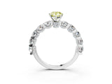 White gold Round Diamond Side Stone Engagement Ring with Six-Prong Setting_3