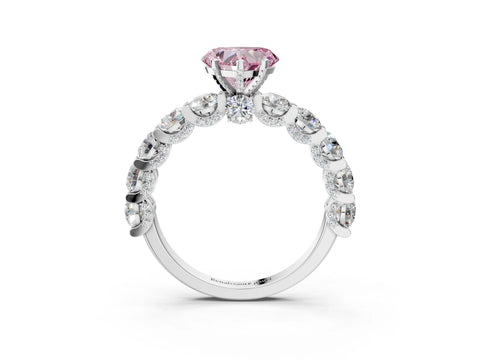White gold Round Diamond Side Stone Engagement Ring with Six-Prong Setting_3