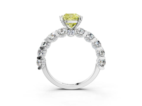 White gold Round Diamond Side Stone Engagement Ring with Six-Prong Setting_3