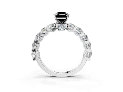 White gold Round Diamond Side Stone Engagement Ring with Six-Prong Setting_3
