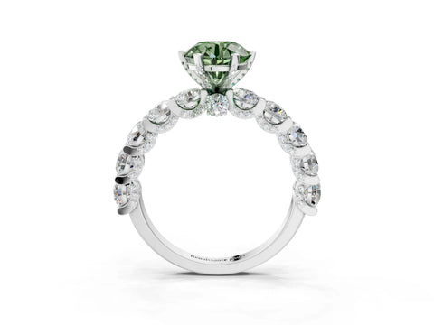 White gold Round Diamond Side Stone Engagement Ring with Six-Prong Setting_3