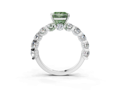 White gold Round Diamond Side Stone Engagement Ring with Six-Prong Setting_3