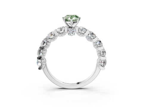 White gold Round Diamond Side Stone Engagement Ring with Six-Prong Setting_3
