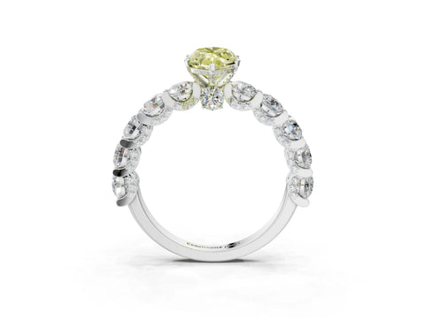 White gold Round Diamond Side Stone Engagement Ring with Six-Prong Setting_3