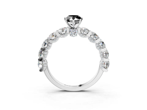 White gold Round Diamond Side Stone Engagement Ring with Six-Prong Setting_3