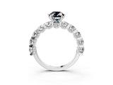 White gold Round Diamond Side Stone Engagement Ring with Six-Prong Setting_3
