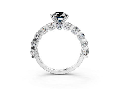 White gold Round Diamond Side Stone Engagement Ring with Six-Prong Setting_3