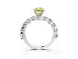 White gold Round Diamond Side Stone Engagement Ring with Six-Prong Setting_3