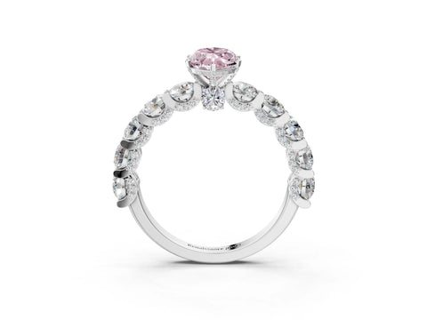 White gold Round Diamond Side Stone Engagement Ring with Six-Prong Setting_3