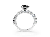 White gold Round Diamond Side Stone Engagement Ring with Six-Prong Setting_3