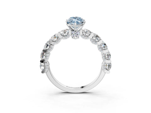 White gold Round Diamond Side Stone Engagement Ring with Six-Prong Setting_3