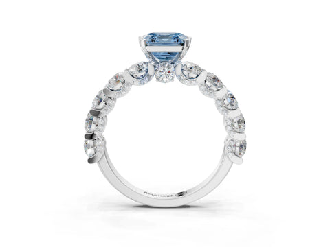 White gold Round Diamond Side Stone Engagement Ring with Six-Prong Setting_3