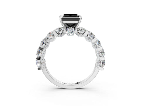 White gold Round Diamond Side Stone Engagement Ring with Six-Prong Setting_3