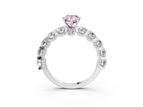 White gold Round Diamond Side Stone Engagement Ring with Six-Prong Setting_3
