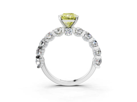 White gold Round Diamond Side Stone Engagement Ring with Six-Prong Setting_3