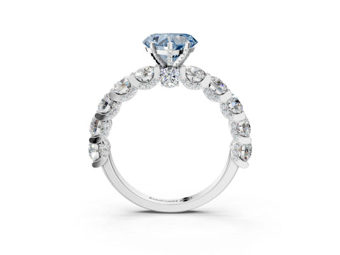 White gold Round Diamond Side Stone Engagement Ring with Six-Prong Setting_3