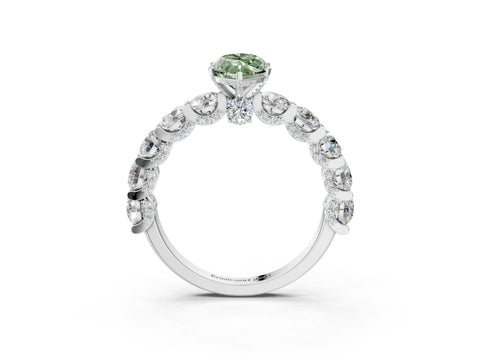 White gold Round Diamond Side Stone Engagement Ring with Six-Prong Setting_3