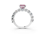 White gold Round Diamond Side Stone Engagement Ring with Six-Prong Setting_3