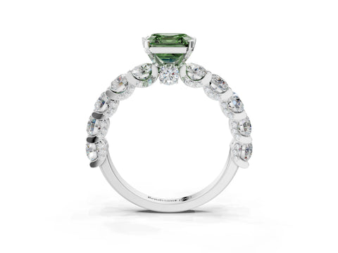 White gold Round Diamond Side Stone Engagement Ring with Six-Prong Setting_3