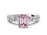 White gold Round Diamond Side Stone Engagement Ring with Six-Prong Setting_45