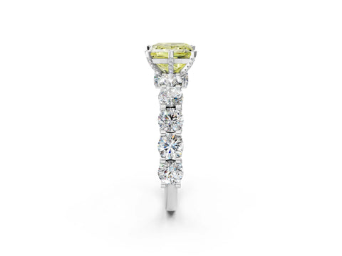 White gold Round Diamond Side Stone Engagement Ring with Six-Prong Setting_46