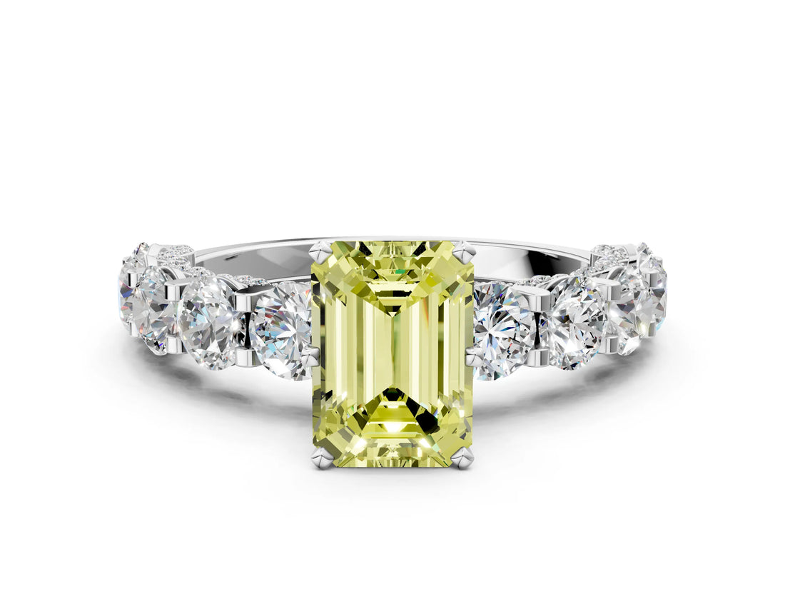 White gold Round Diamond Side Stone Engagement Ring with Six-Prong Setting_48