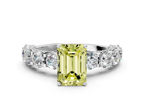 White gold Round Diamond Side Stone Engagement Ring with Six-Prong Setting_48
