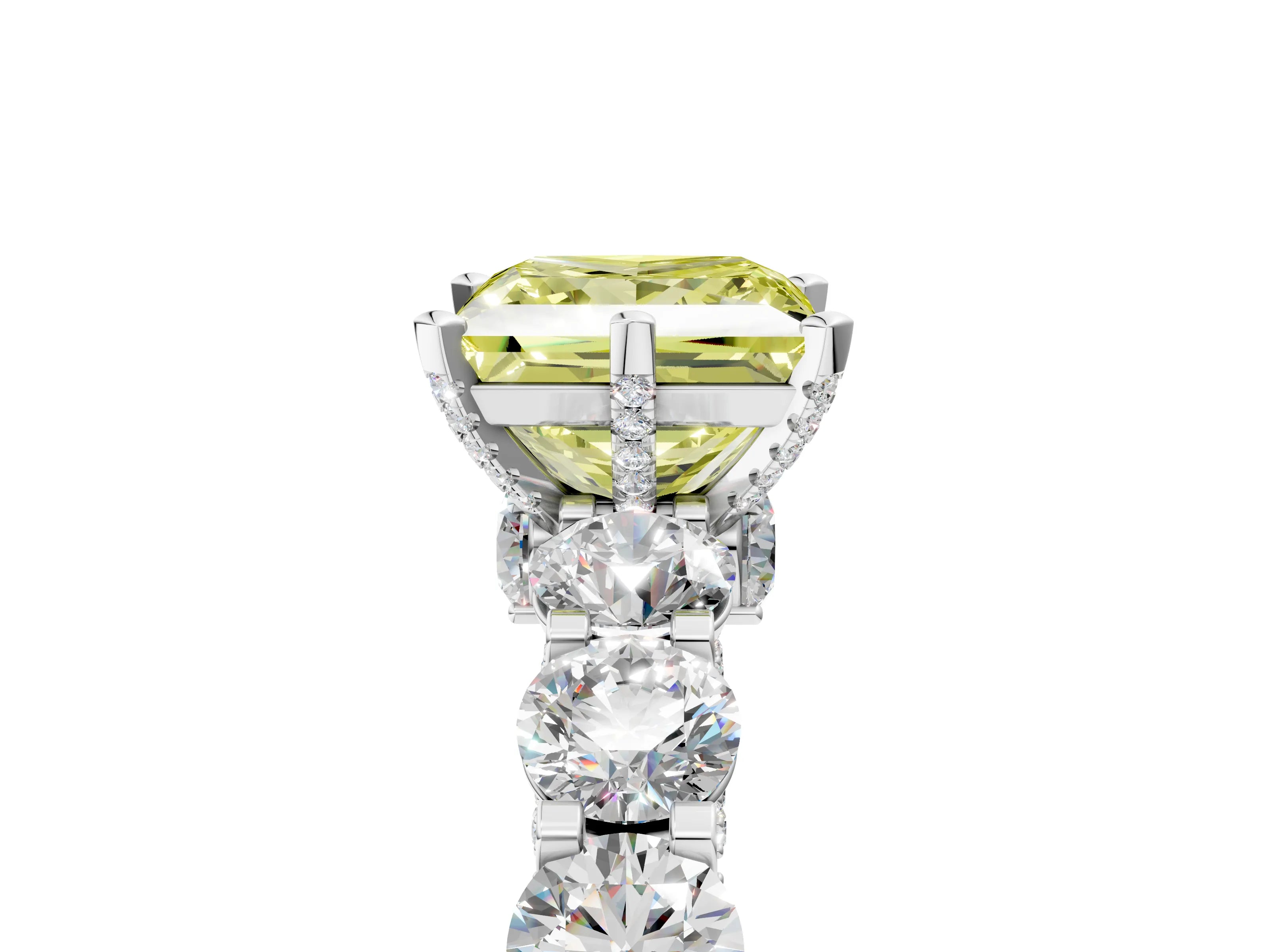 White gold Round Diamond Side Stone Engagement Ring with Six-Prong Setting_49