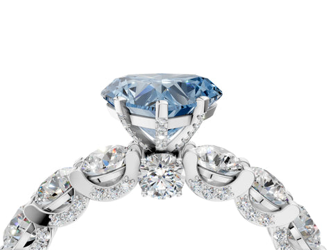White gold Round Diamond Side Stone Engagement Ring with Six-Prong Setting_4