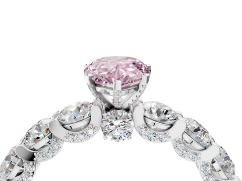 White gold Round Diamond Side Stone Engagement Ring with Six-Prong Setting_4
