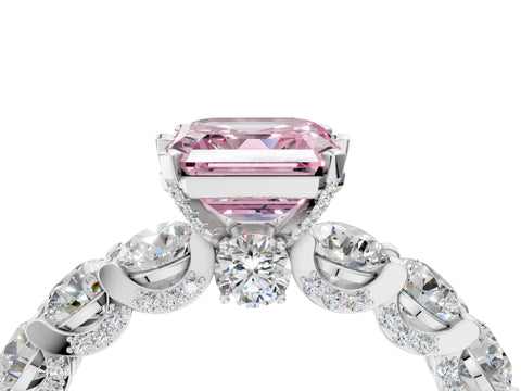 White gold Round Diamond Side Stone Engagement Ring with Six-Prong Setting_4