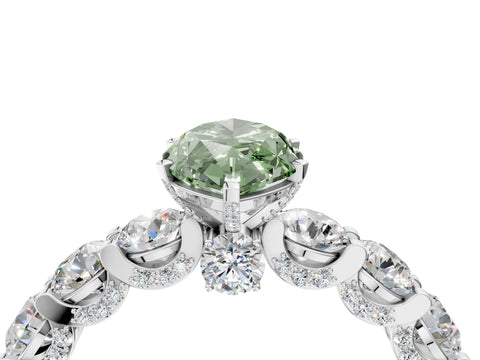 White gold Round Diamond Side Stone Engagement Ring with Six-Prong Setting_4