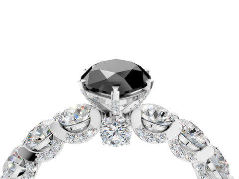 White gold Round Diamond Side Stone Engagement Ring with Six-Prong Setting_4