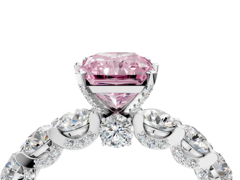 White gold Round Diamond Side Stone Engagement Ring with Six-Prong Setting_4
