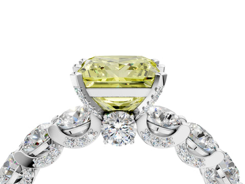 White gold Round Diamond Side Stone Engagement Ring with Six-Prong Setting_4