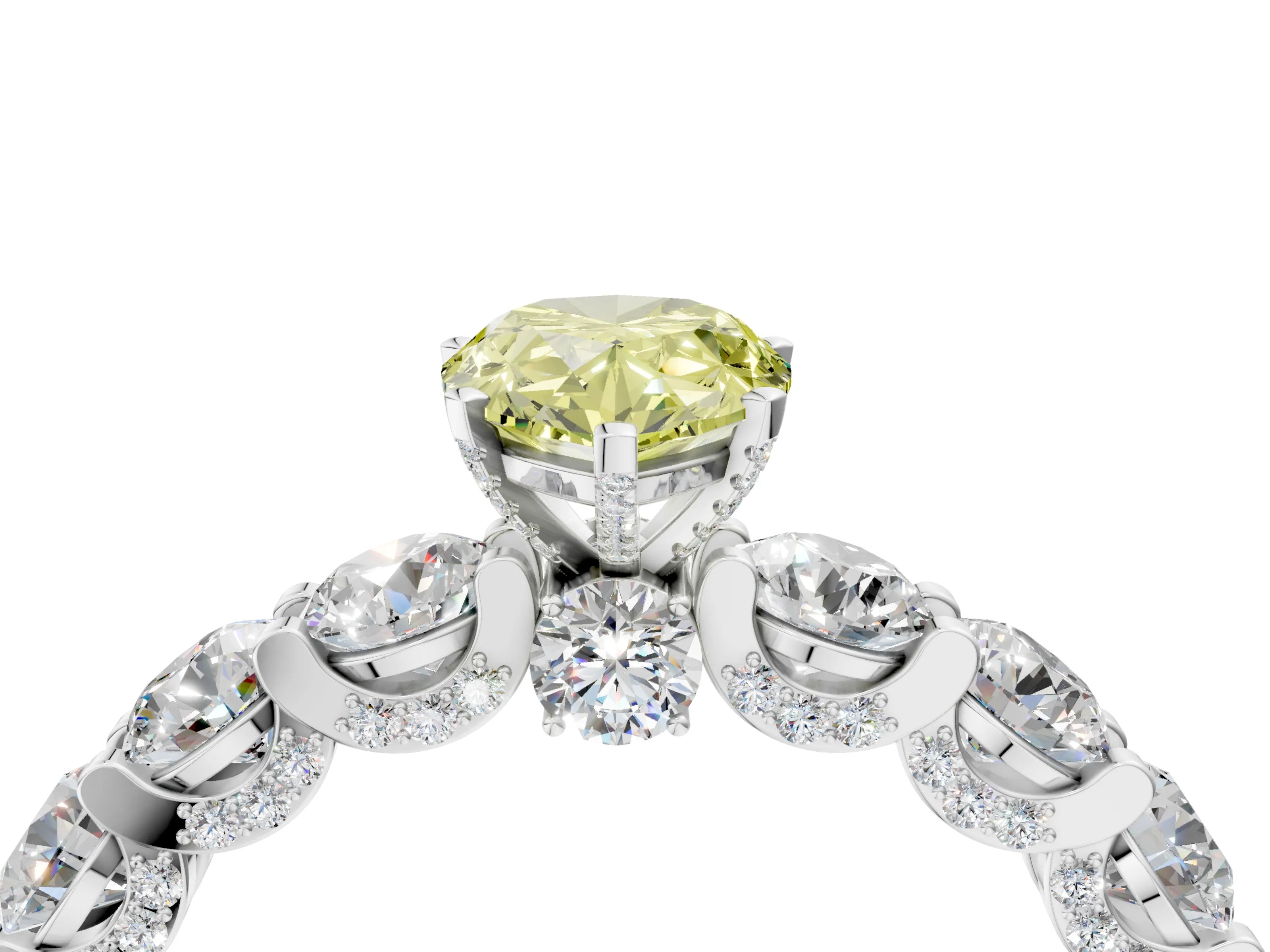 White gold Round Diamond Side Stone Engagement Ring with Six-Prong Setting_4
