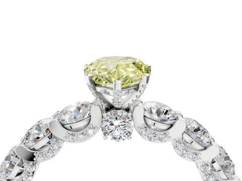 White gold Round Diamond Side Stone Engagement Ring with Six-Prong Setting_4