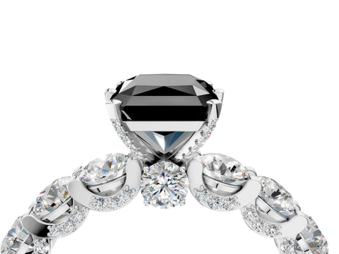 White gold Round Diamond Side Stone Engagement Ring with Six-Prong Setting_4